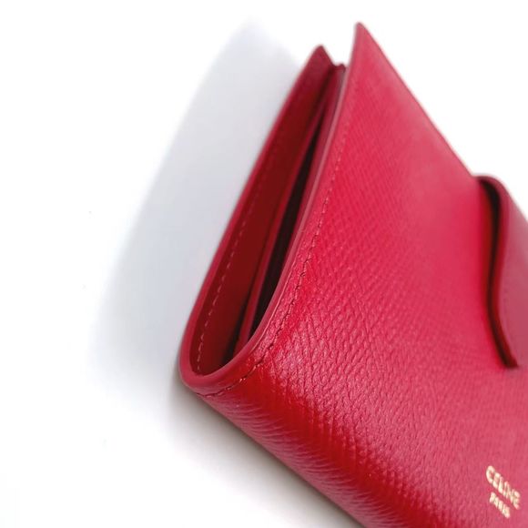 Celine Medium Strap Wallet Leather Red Gold - Picture 10 of 14